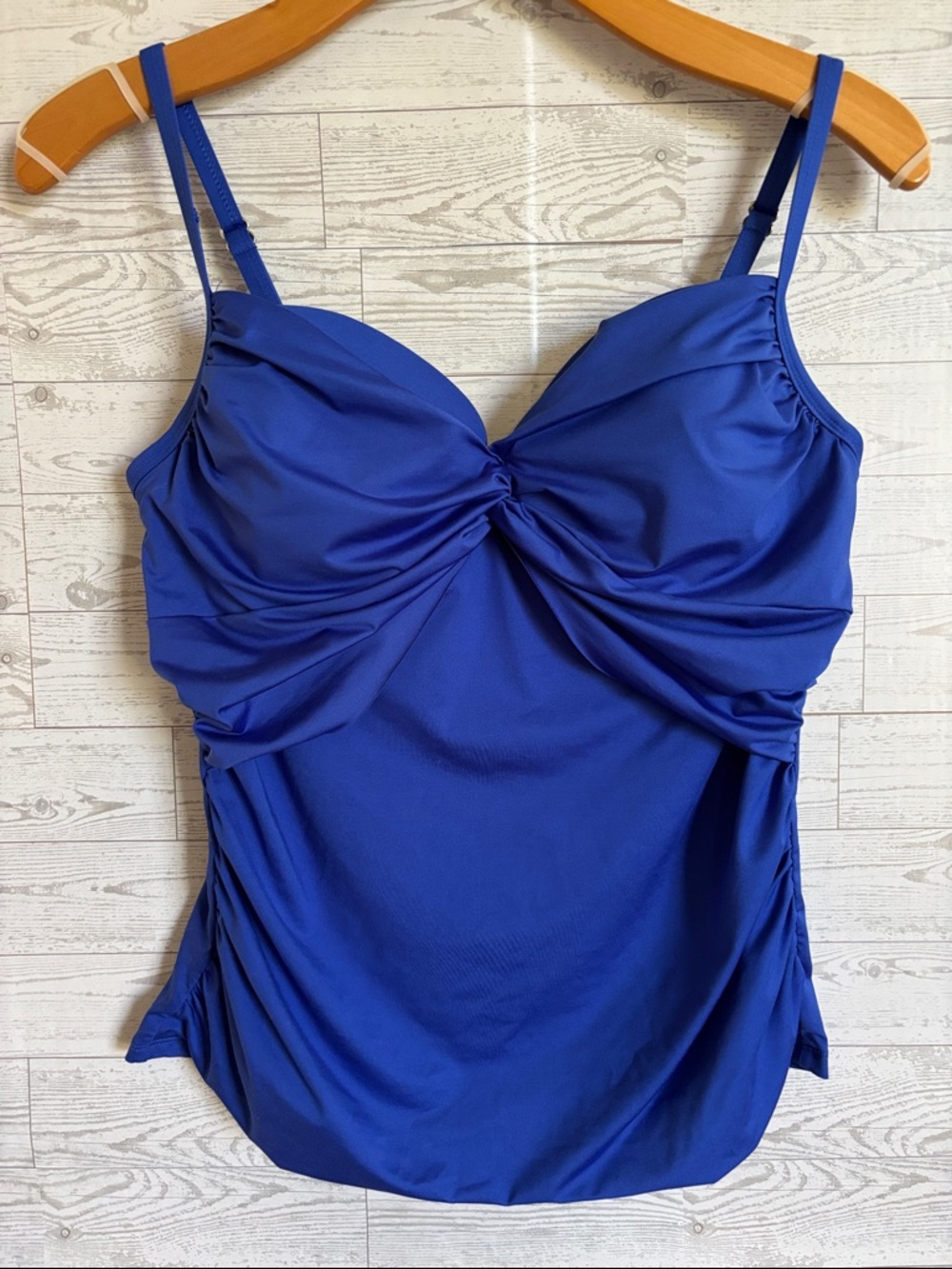 Merona Blue Tankini Swimsuit Top underwire support size large fits DD